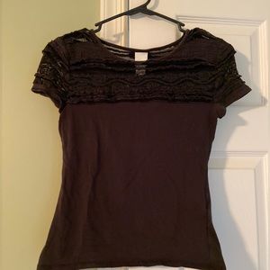 H&M Black Short Sleeve Fitted Top